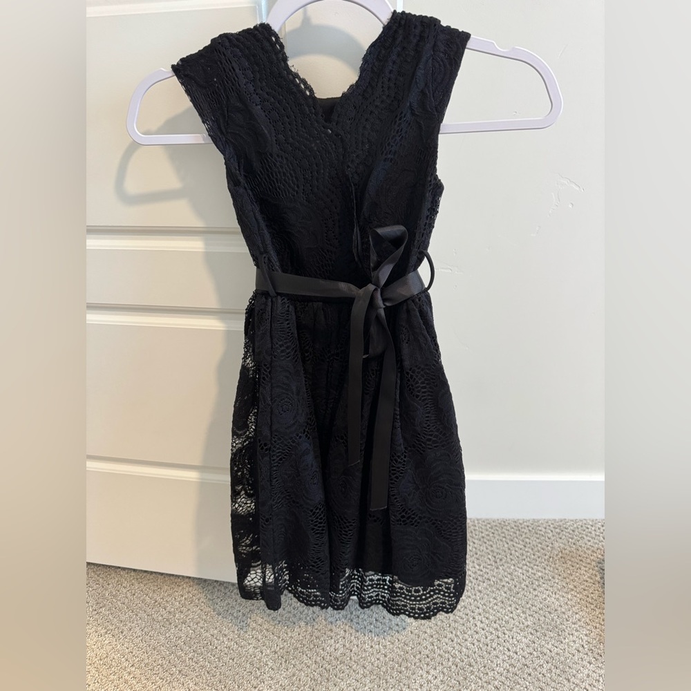 Girls black lace formal dress